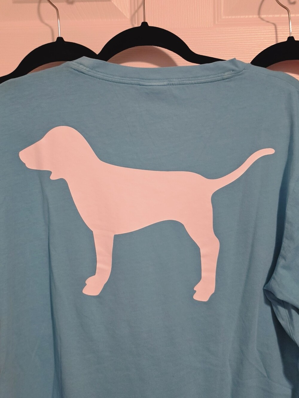 2 PINK Victoria's Secret Tshirts Sz L Blue And Orange - Picture 8 of 15